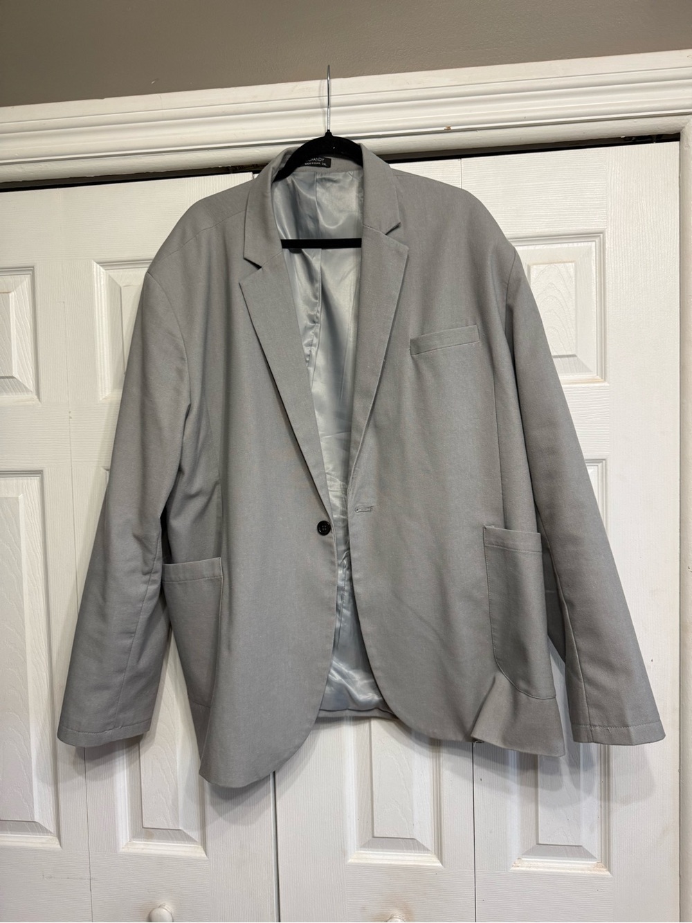Men's Light Gray Single-Button Shirt Jacket Blazer